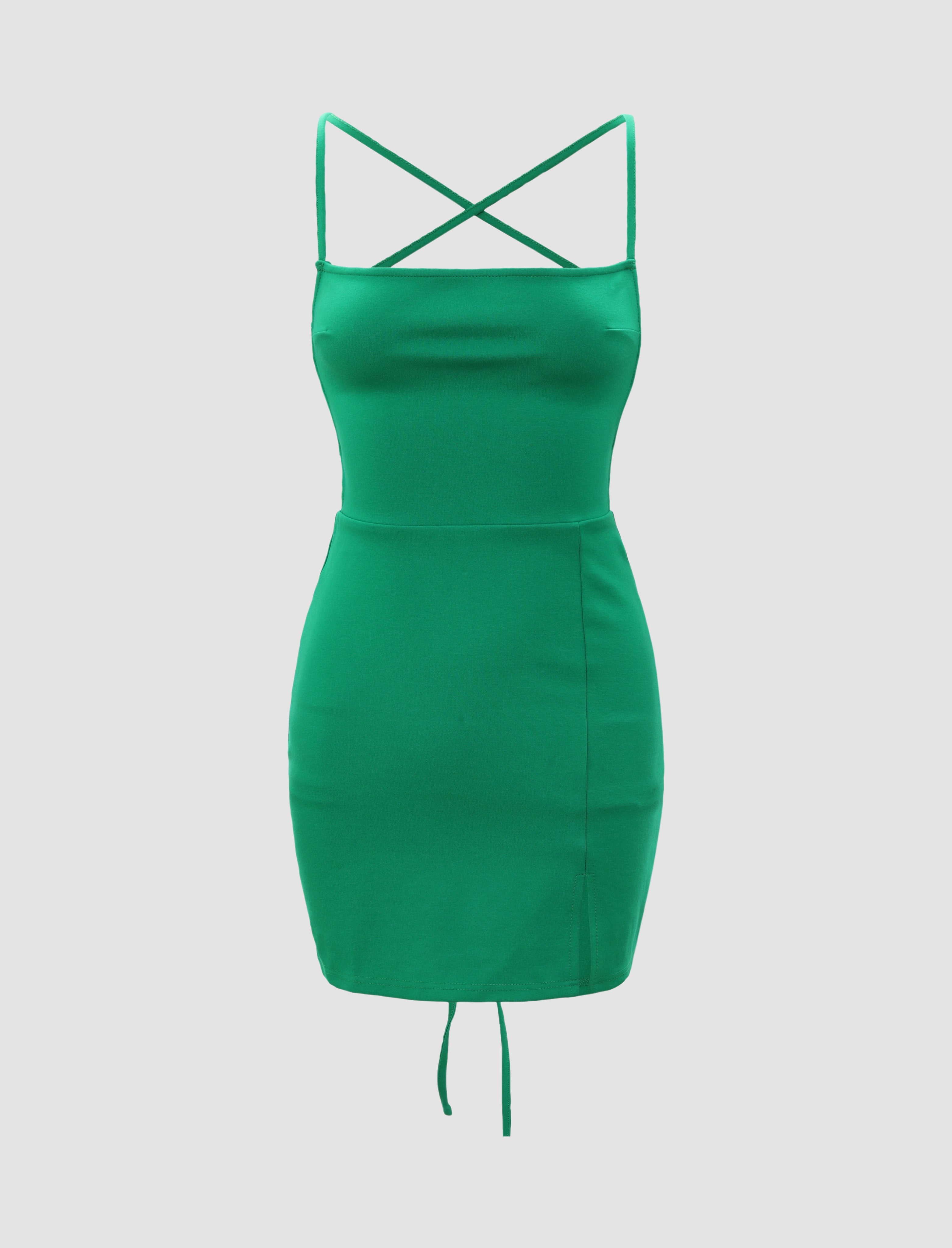 Cider Women's Green Backless Mini Dress
